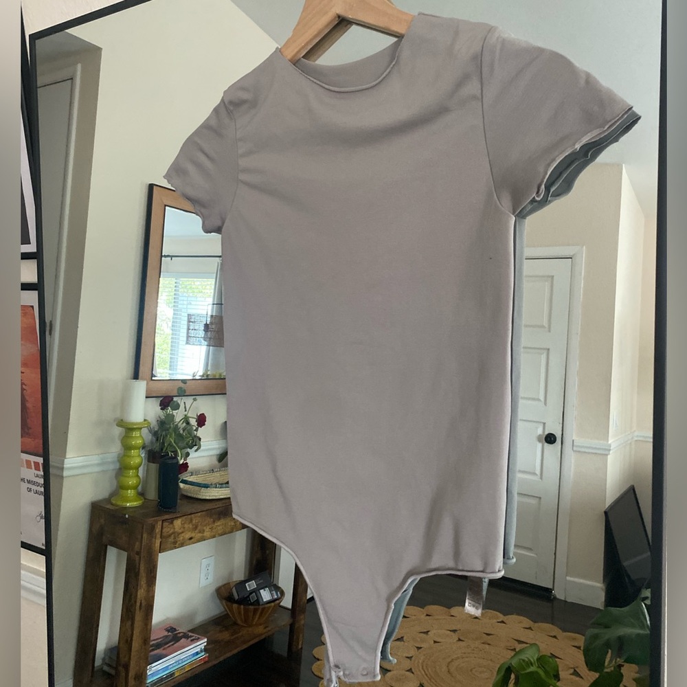 SKIMS bodysuit grey t shirt thong